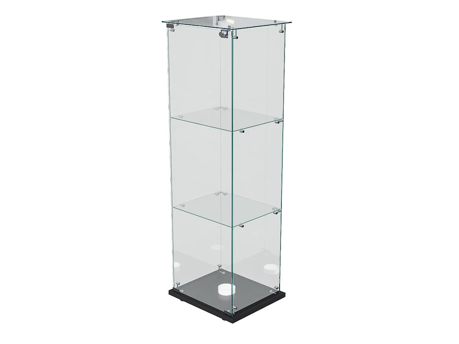 Vitrine en Verre avec LED, Armoir de Vitrine pour Collection Moderne avec 1 Portes et 3 étagères en Verre ESG, pour Le Bar, Le Salon, 123 x 40 x 35 cm, Noir