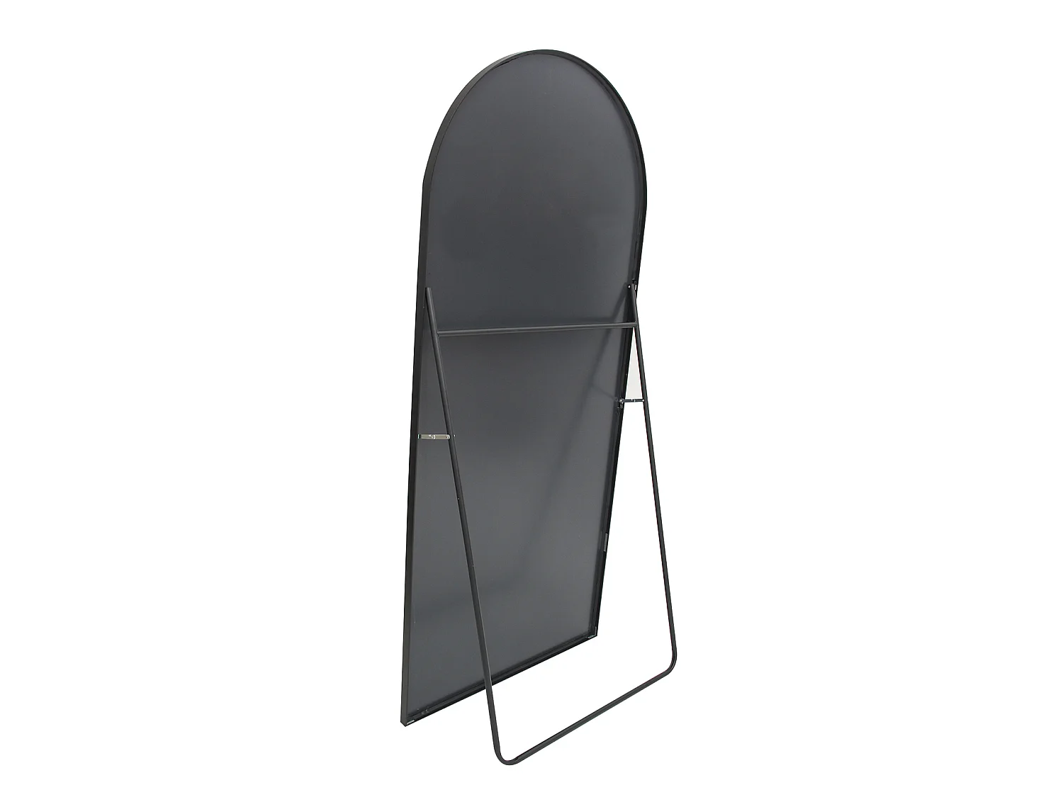 Miroir sur pied incurvé 162 x 53 cm - cadre en alliage d'aluminium - verre trempé - grand format - Noir