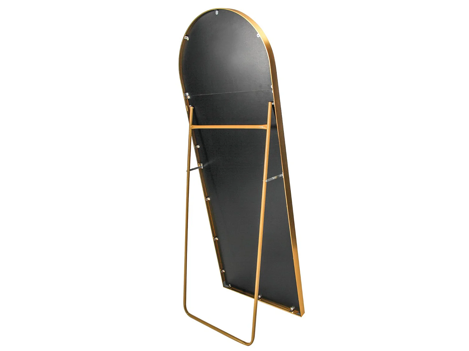Miroir sur pied incurvé 165 x 60 cm - cadre en aluminium - verre anti-éclats - grand format - doré