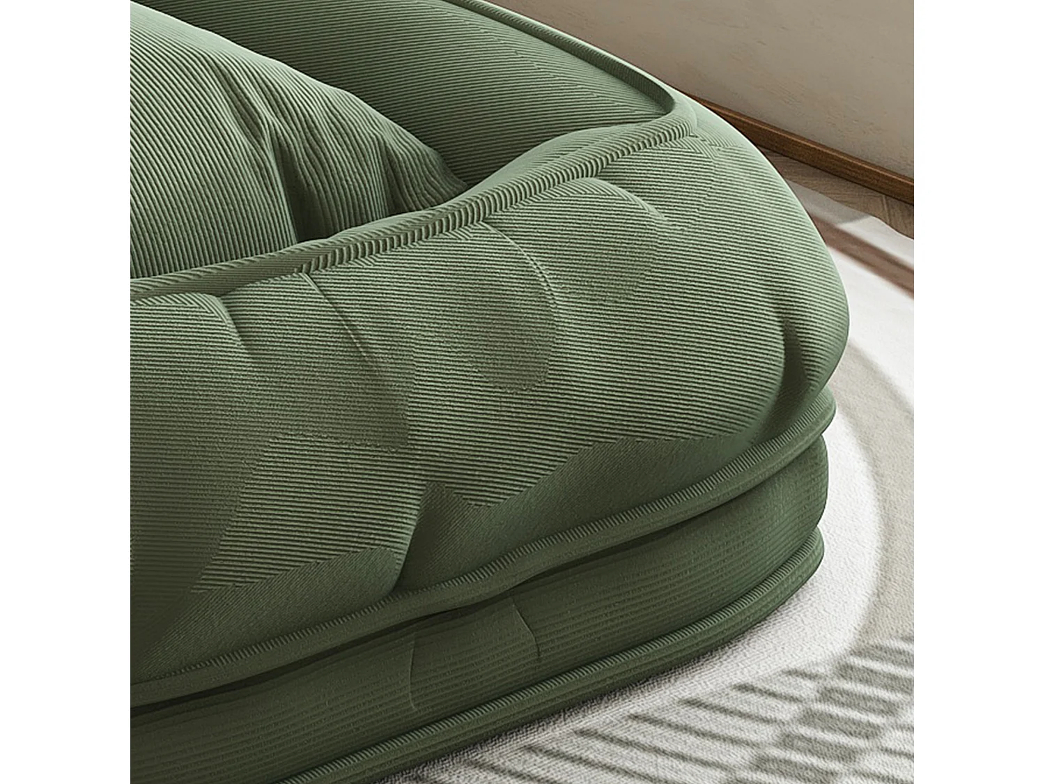 Fauteuil convertible pliable vert, dossier 5 positions, 2 coussins, lit d'appoint, salon