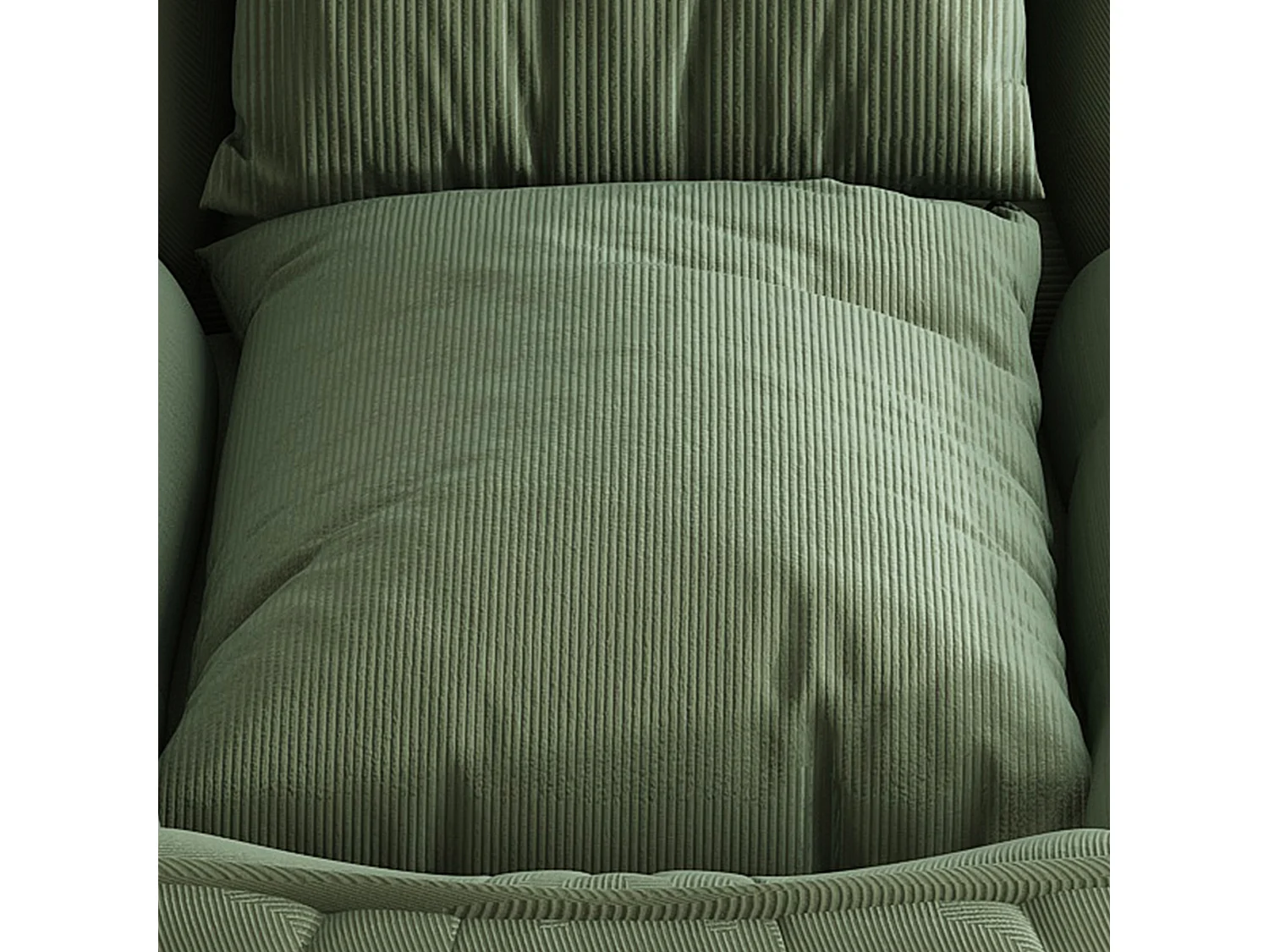 Fauteuil convertible pliable vert, dossier 5 positions, 2 coussins, lit d'appoint, salon