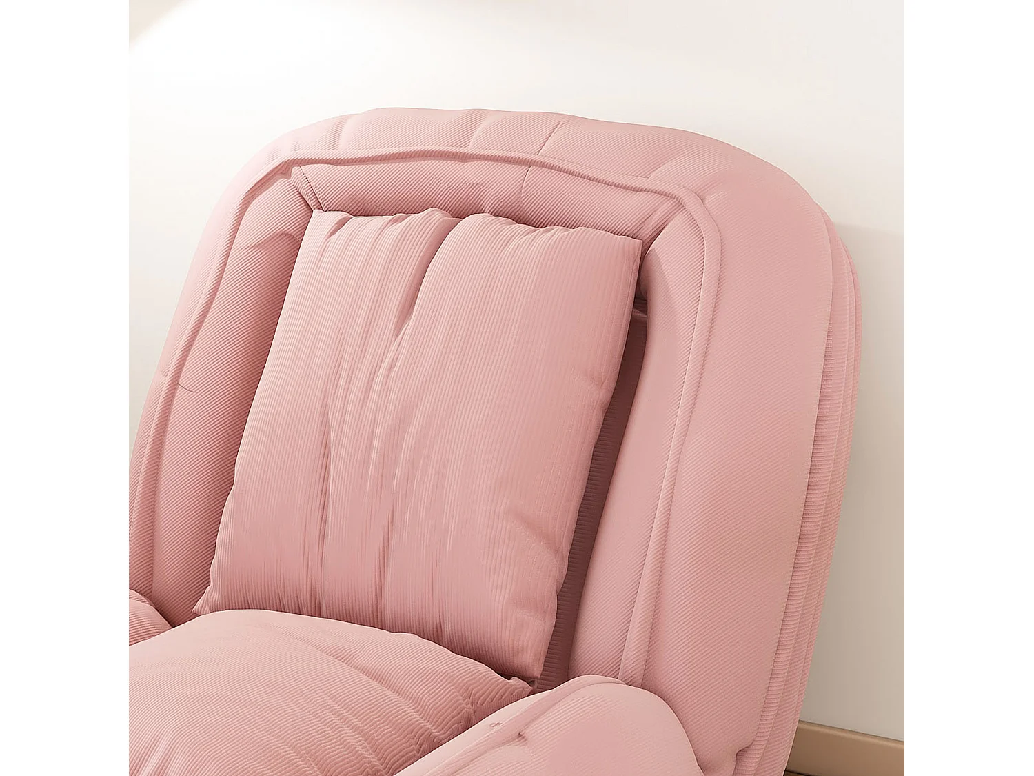 Fauteuil convertible pliable rose, dossier 5 positions, 2 coussins, lit d'appoint, salon