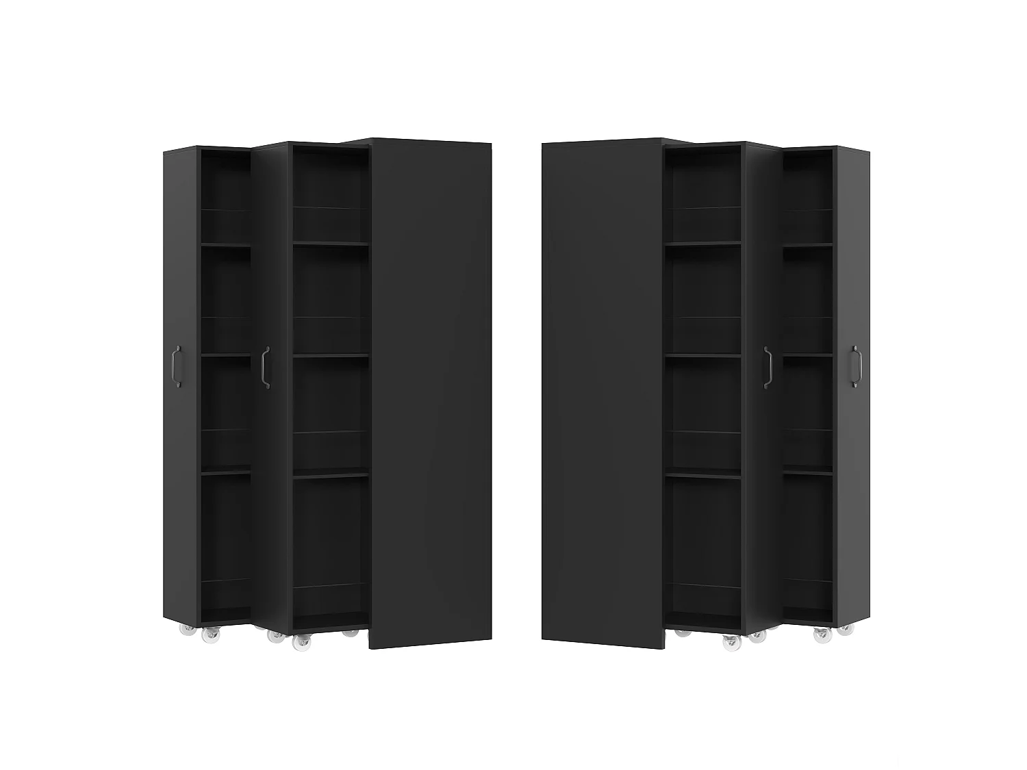 Colonne de rangement mobile, 4 niveaux, 20 kg/niveau, modulable, gain de place, bureau