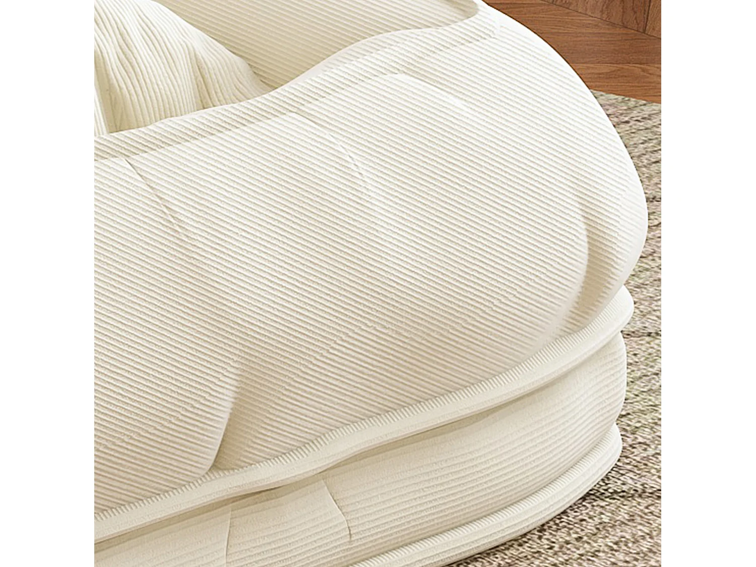Fauteuil convertible pliable crème, dossier 5 positions, 2 coussins, lit d'appoint, salon