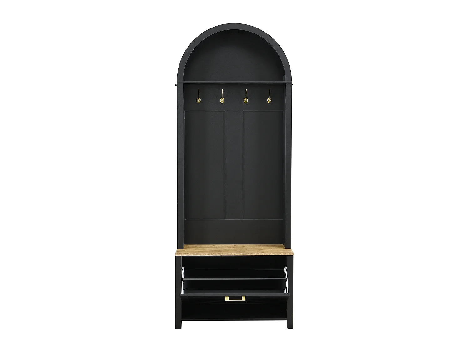 Vestiaire d'entrée avec meuble à chaussures, étagère et crochets, design moderne, rangement pratique