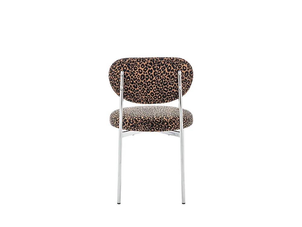 Kyoto - Lot de 2 chaises en tissu imprimé léopard pieds chrome - Marron
