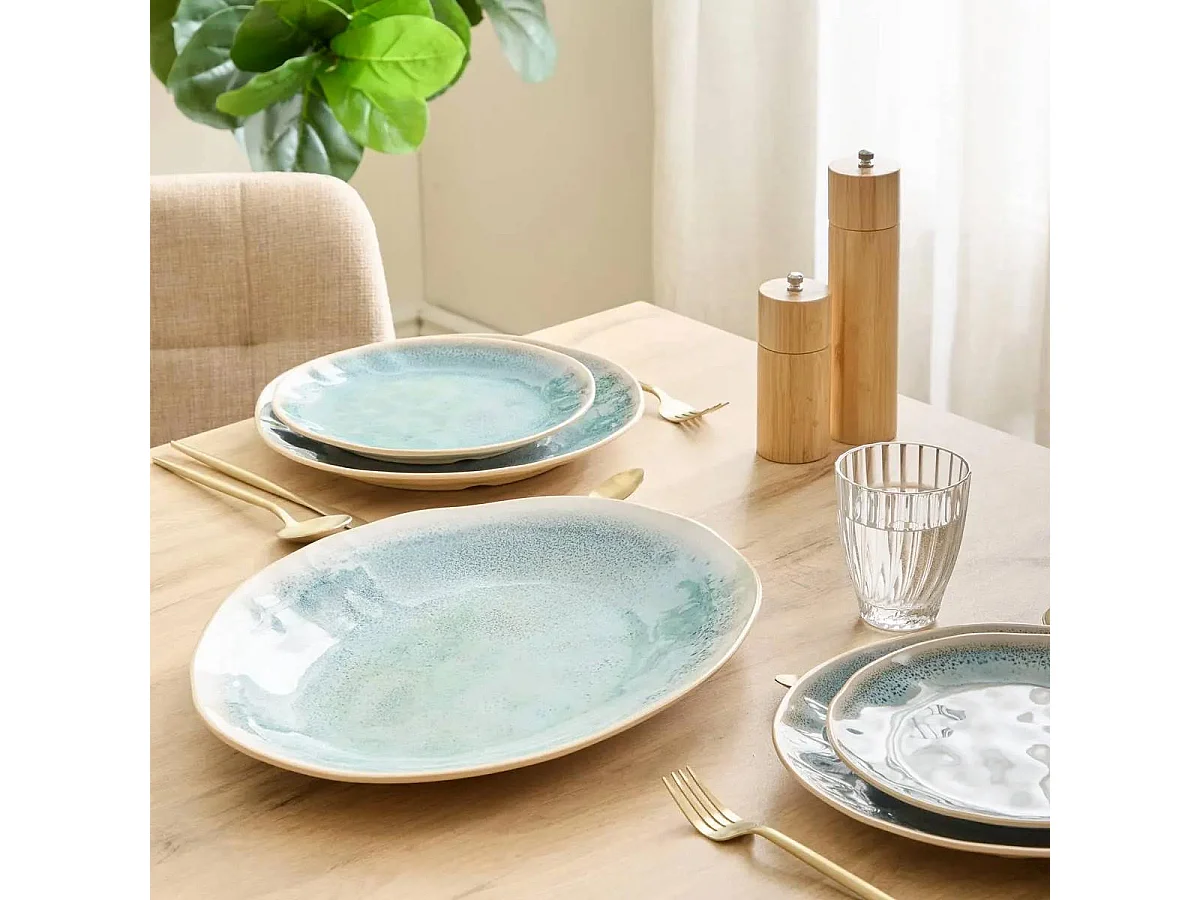 Plat de Présentation Ovale "Pia" 40cm Bleu