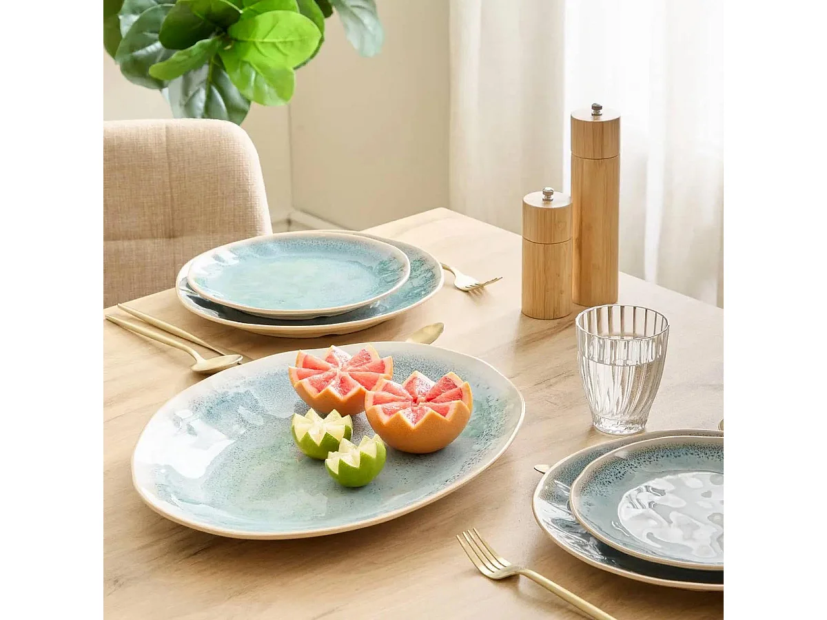 Plat de Présentation Ovale "Pia" 40cm Bleu