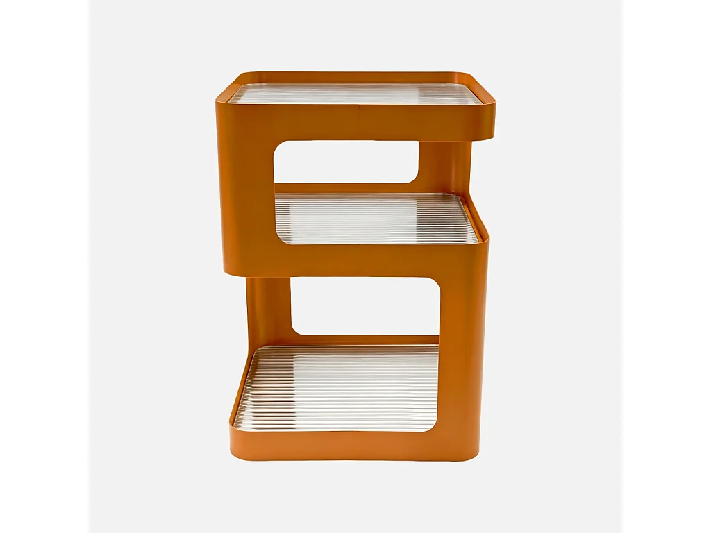 Table d'appoint. table de chevet métal et verre strié L35 x H50cm orange - Nae