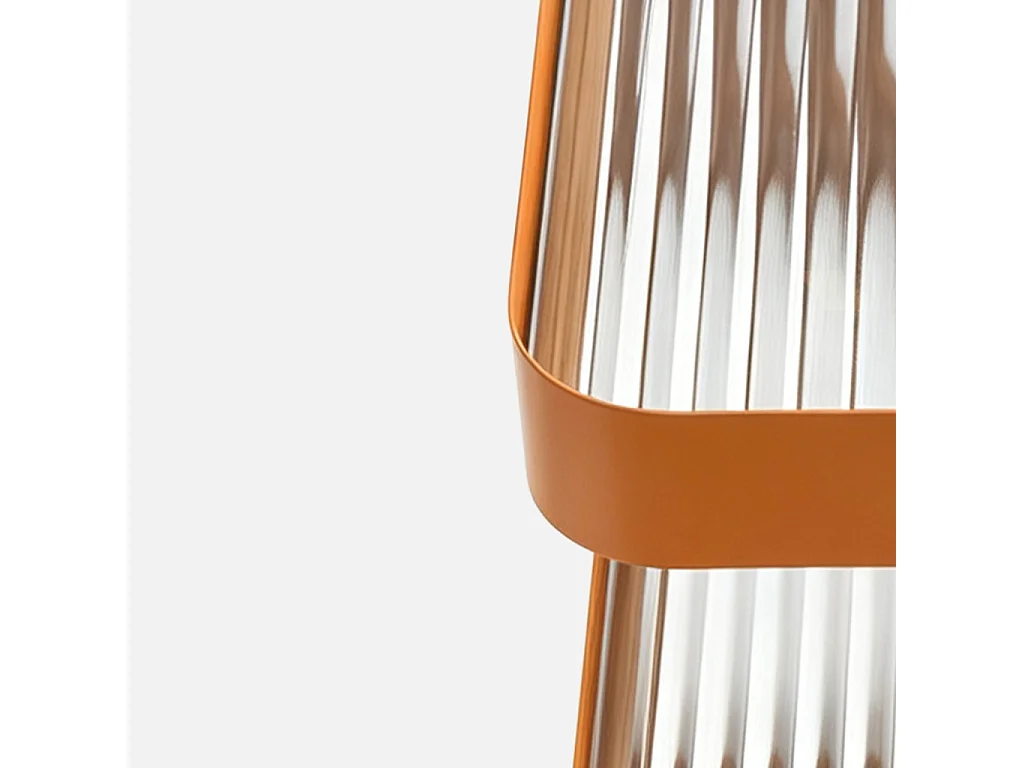 Table d'appoint. table de chevet métal et verre strié L35 x H50cm orange - Nae