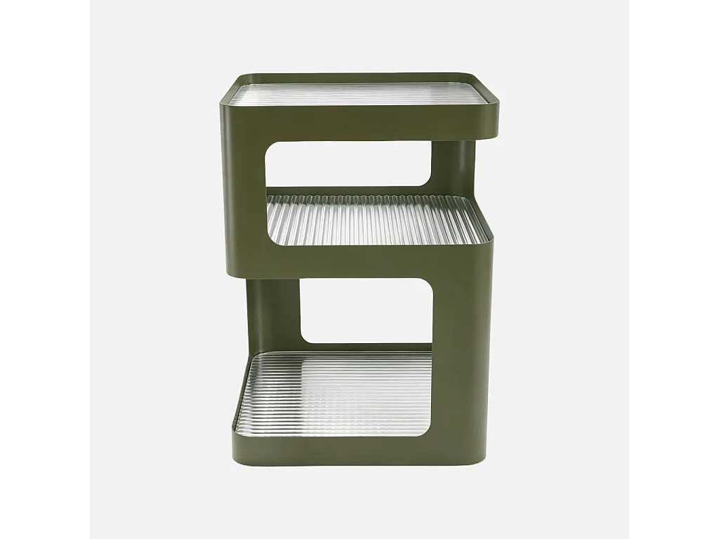 Table d'appoint. table de chevet métal et verre strié L35 x H50cm vert - Nae