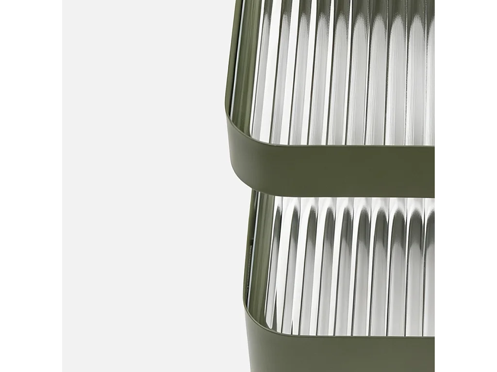 Table d'appoint. table de chevet métal et verre strié L35 x H50cm vert - Nae