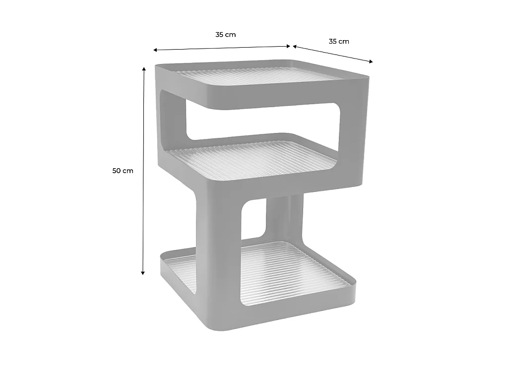 Table d'appoint. table de chevet métal et verre strié L35 x H50cm écru - Nae