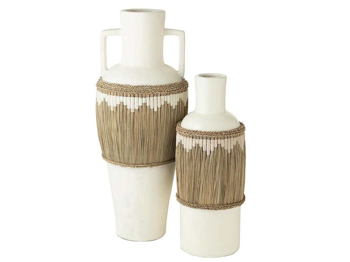 Vase Amphore Design "Herbes" 100cm Blanc