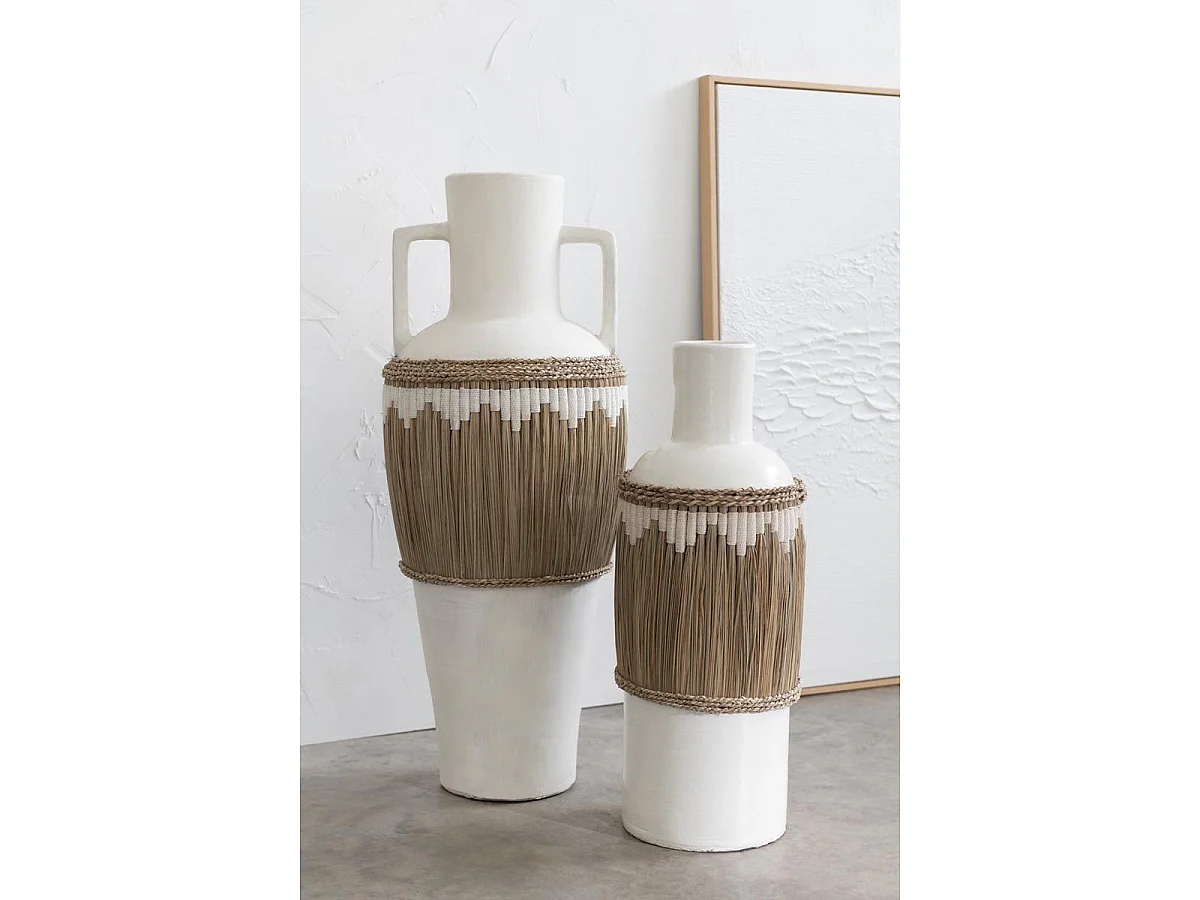 Vase Amphore Design "Herbes" 100cm Blanc