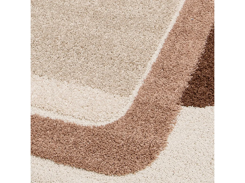 Tapis intérieur motif graphique marron. rose et beige 120x170cm - Olli