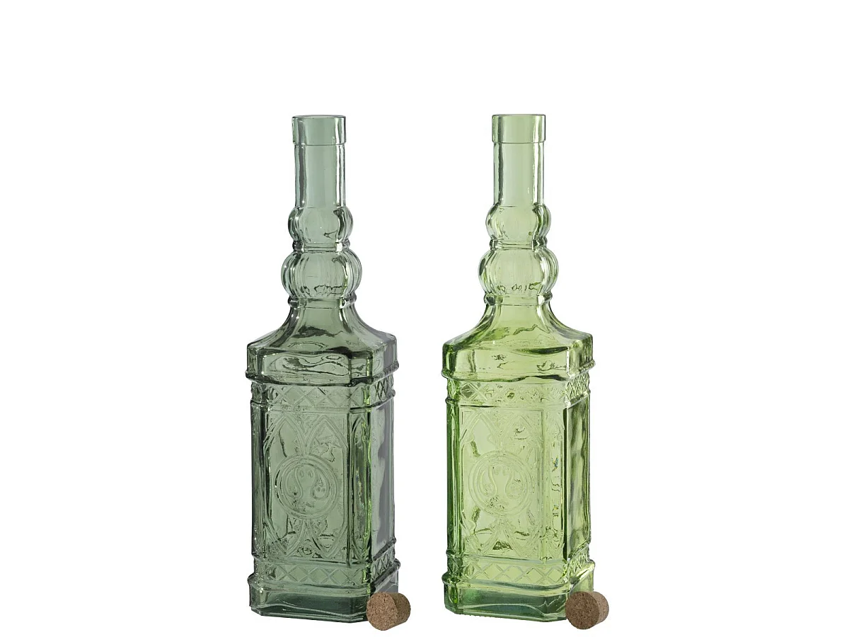 Lot de 2 Bouteilles en Verre "Elmo" 2L Vert