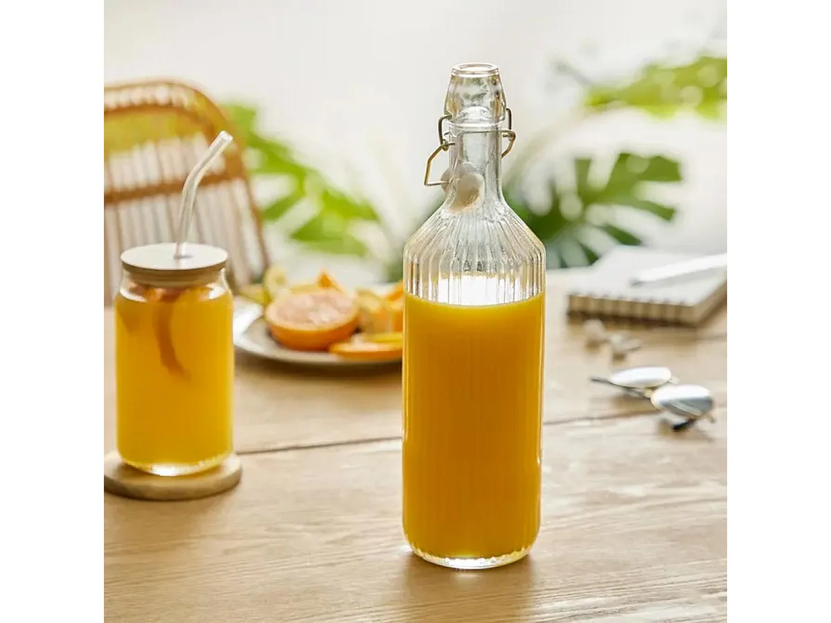 Bouteille Limonade en Verre "Line" 1L Transparent