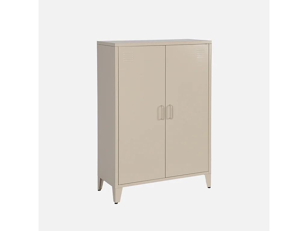 Cómoda/armario de metal de 2 puertas, set de 2 beige