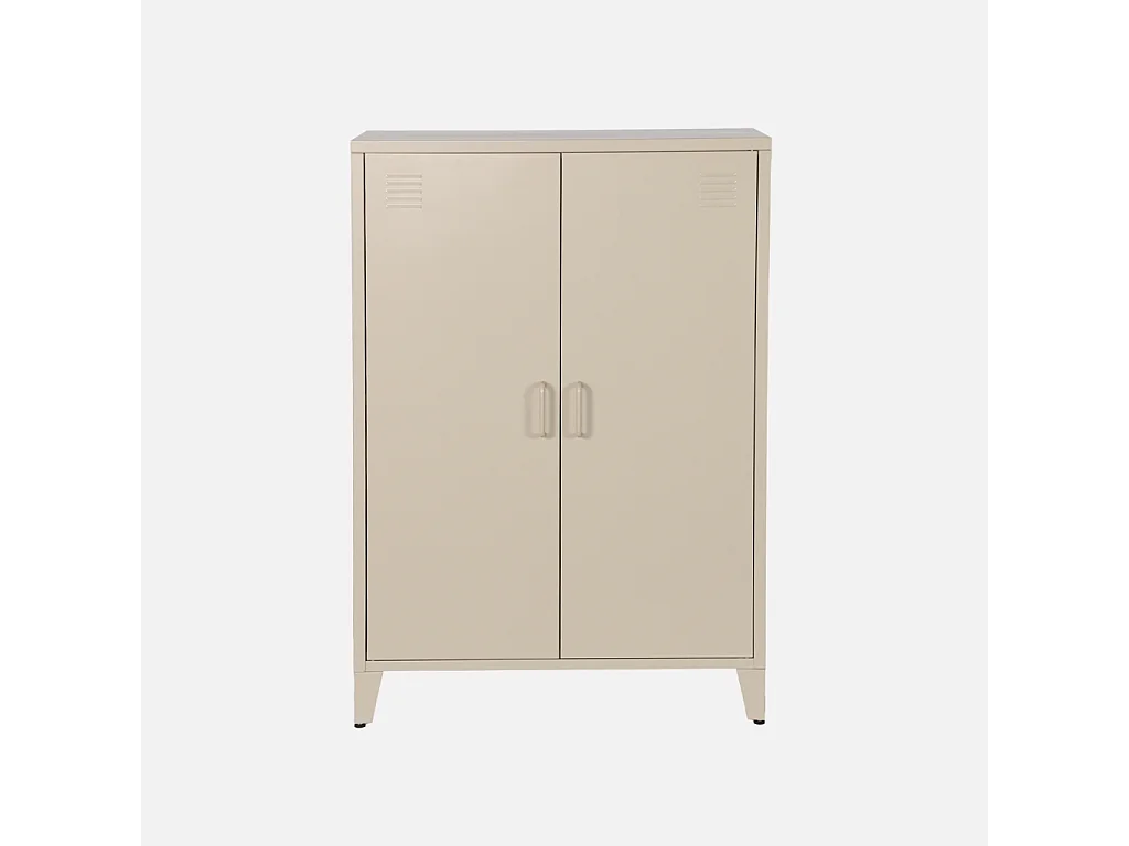 Cómoda/armario de metal de 2 puertas, set de 2 beige