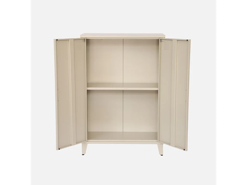Cómoda/armario de metal de 2 puertas, set de 2 beige