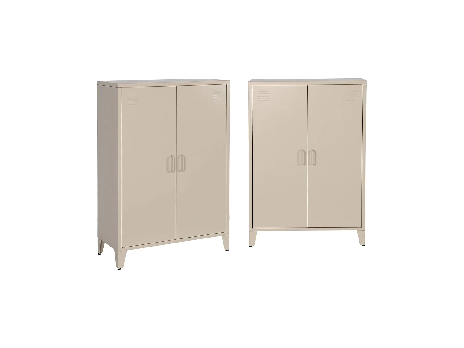 Cómoda/armario de metal con 2 puertas, set de 2 beige