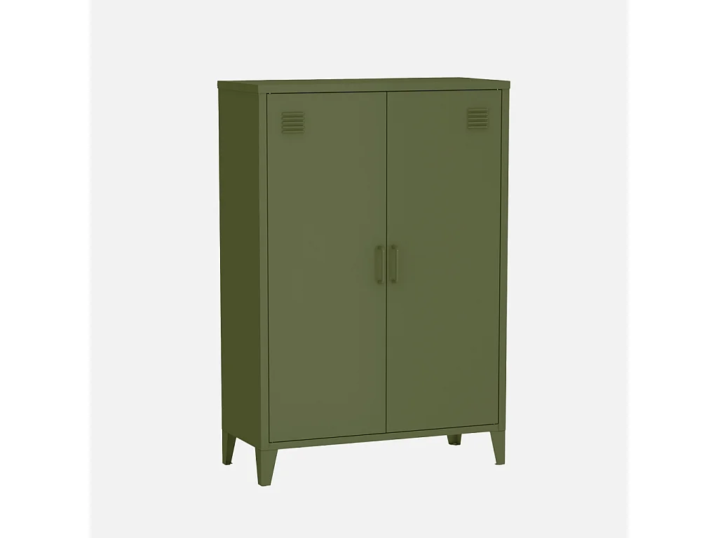 Cómoda/armario de metal de 2 puertas, set de 2 verde kaki