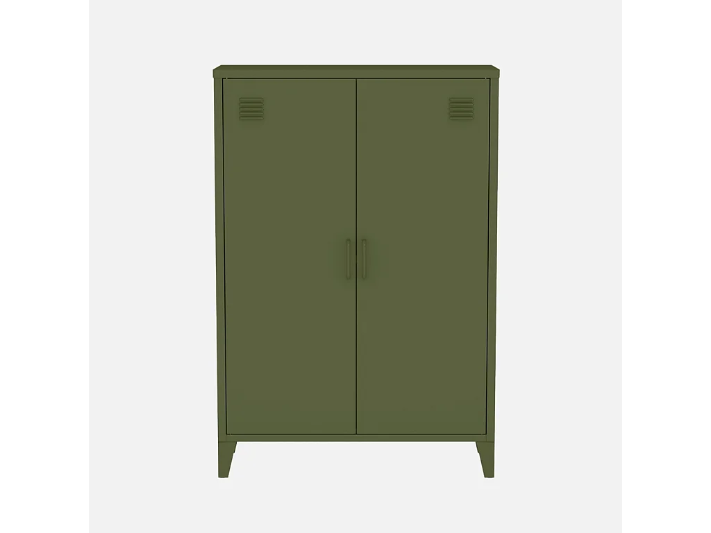 Cómoda/armario de metal de 2 puertas, set de 2 verde kaki
