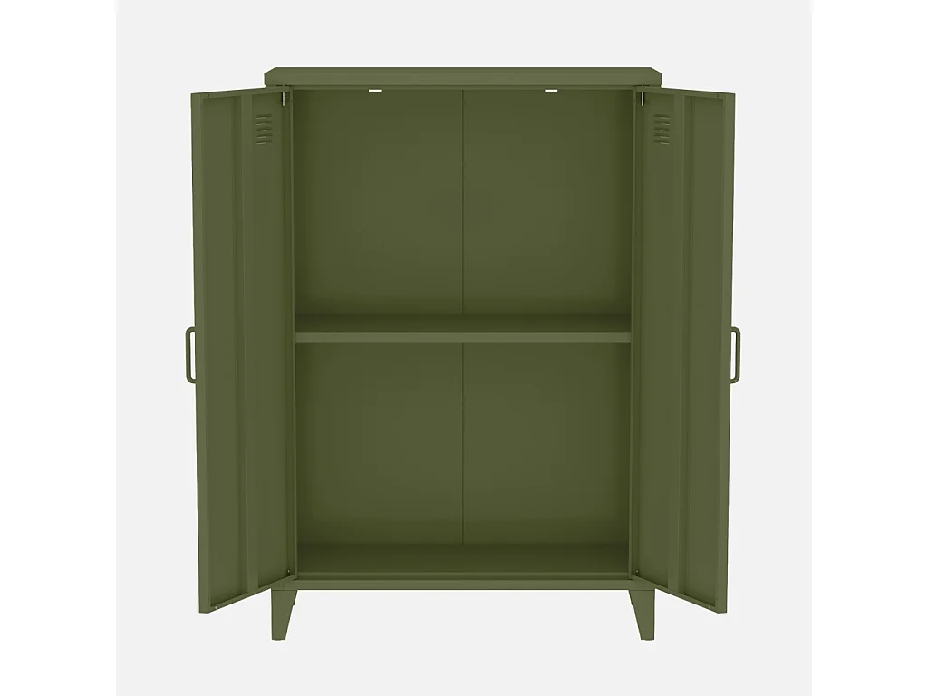 Cómoda/armario de metal de 2 puertas, set de 2 verde kaki