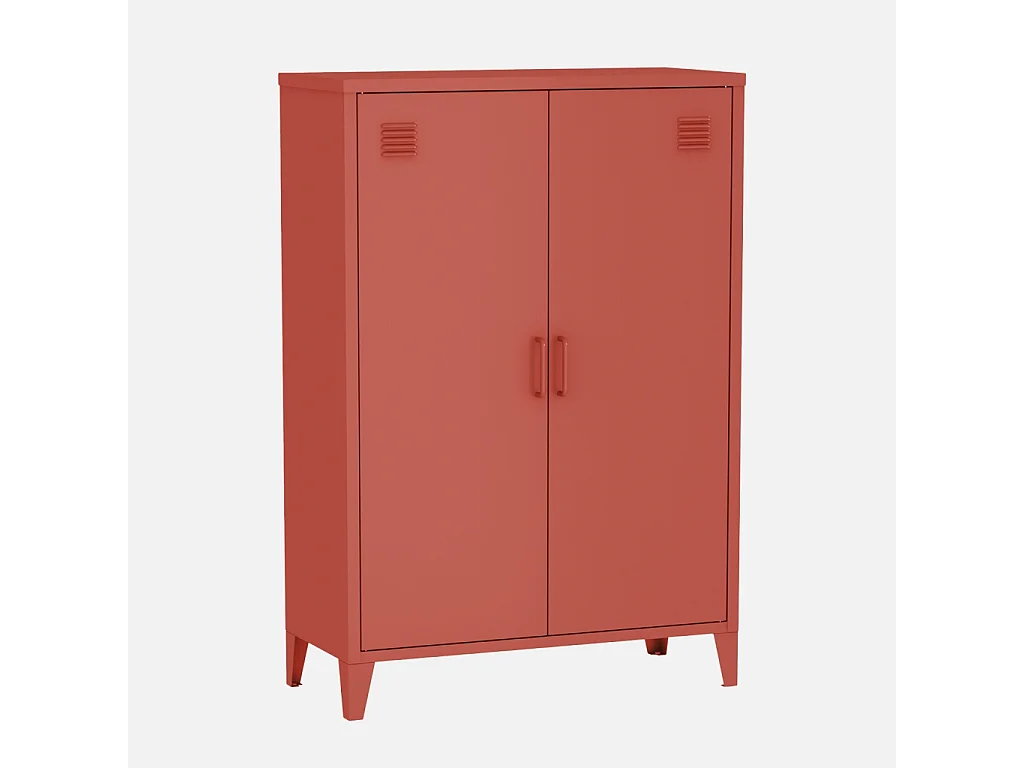 Lot de 2 commodes/armoires métal 2 portes Soho terracotta. casiers. L 75 x P 33 x H 110 cm