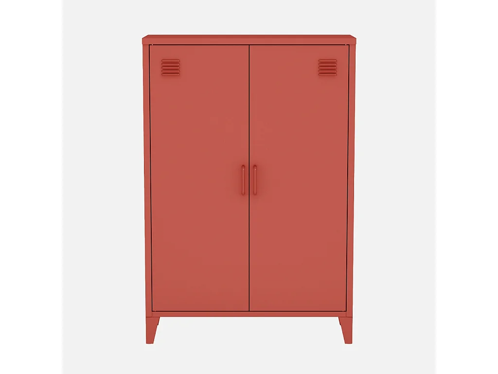 Lot de 2 commodes/armoires métal 2 portes Soho terracotta. casiers. L 75 x P 33 x H 110 cm