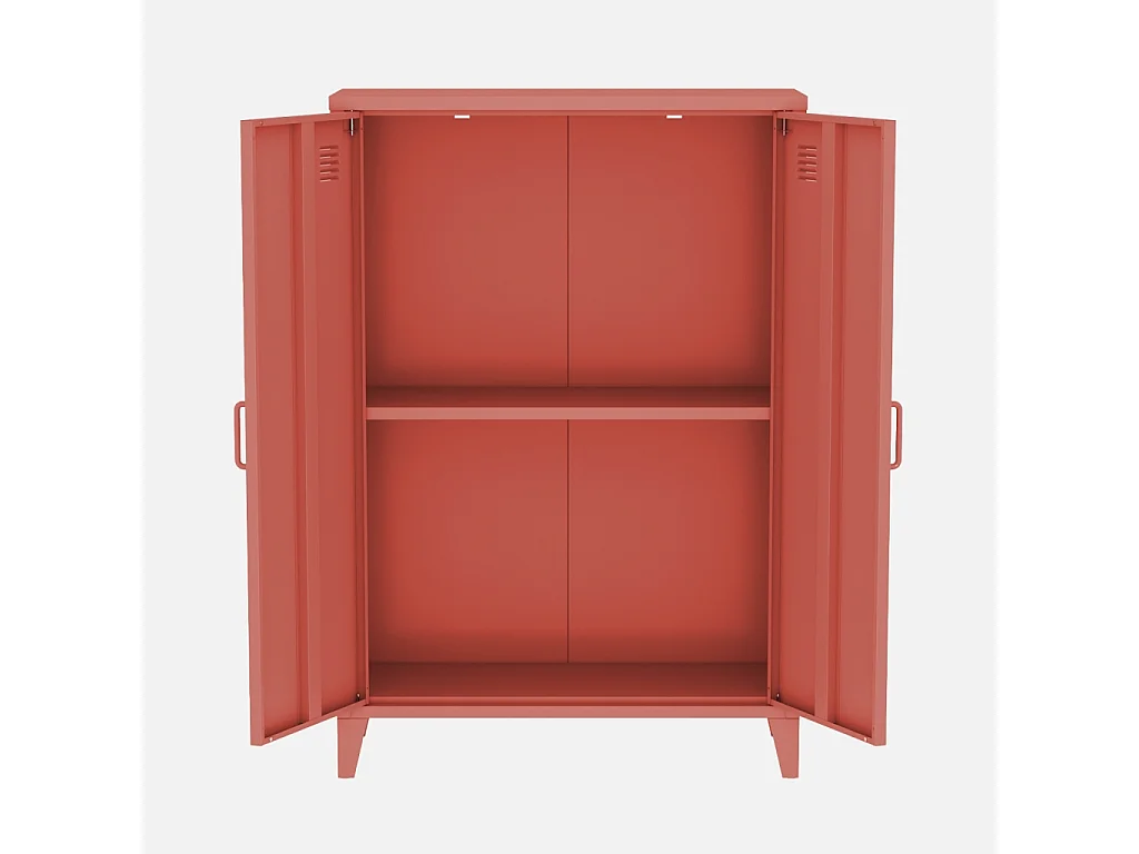 Lot de 2 commodes/armoires métal 2 portes Soho terracotta. casiers. L 75 x P 33 x H 110 cm