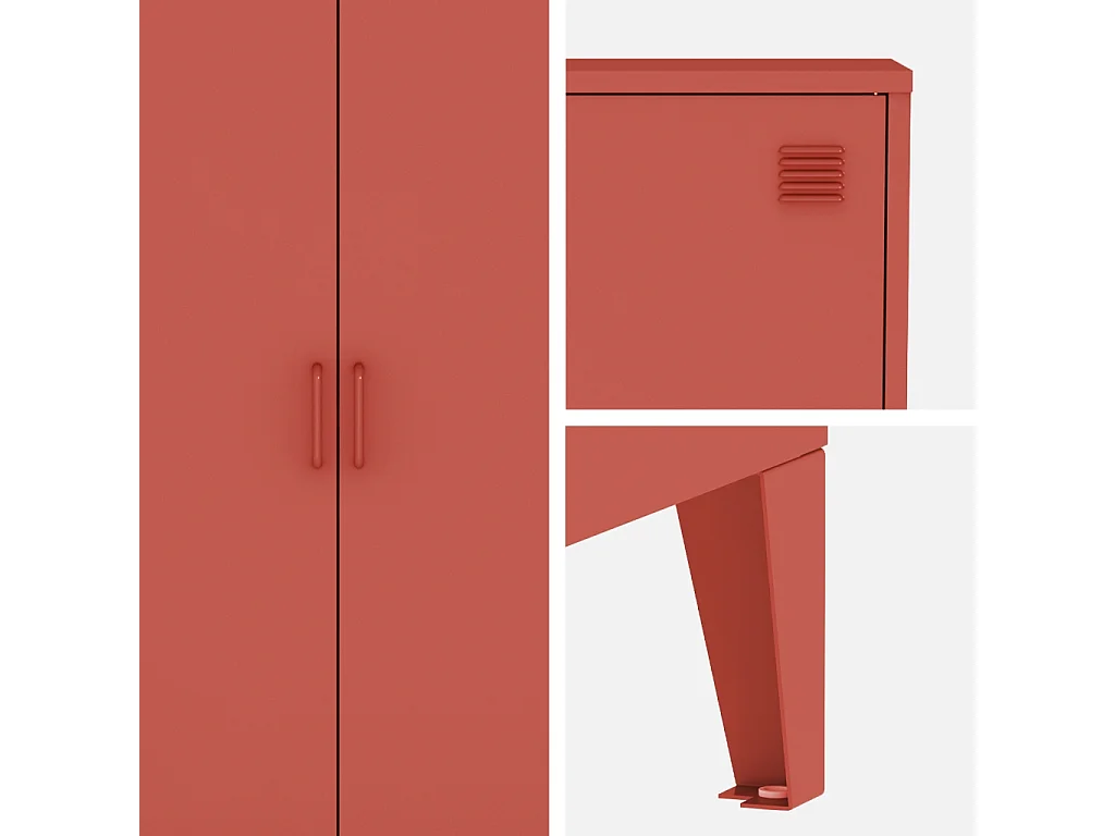 Lot de 2 commodes/armoires métal 2 portes Soho terracotta. casiers. L 75 x P 33 x H 110 cm