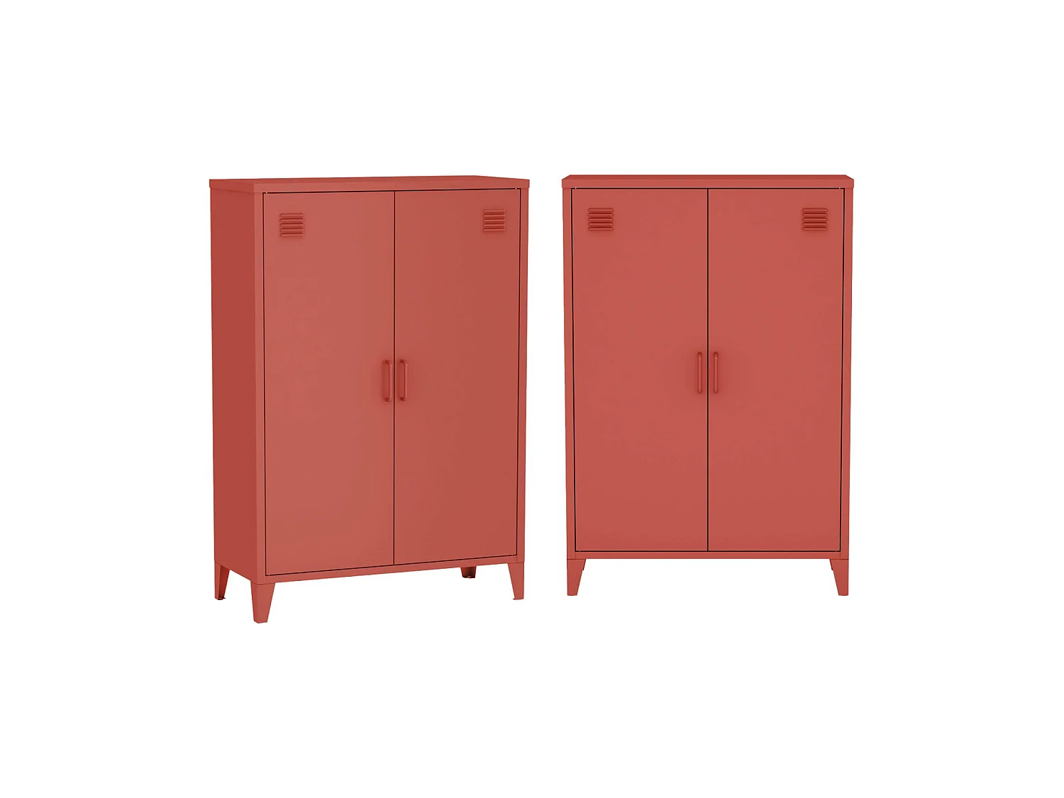 Set di 2 armadietti in metallo, 2 ante, terracotta