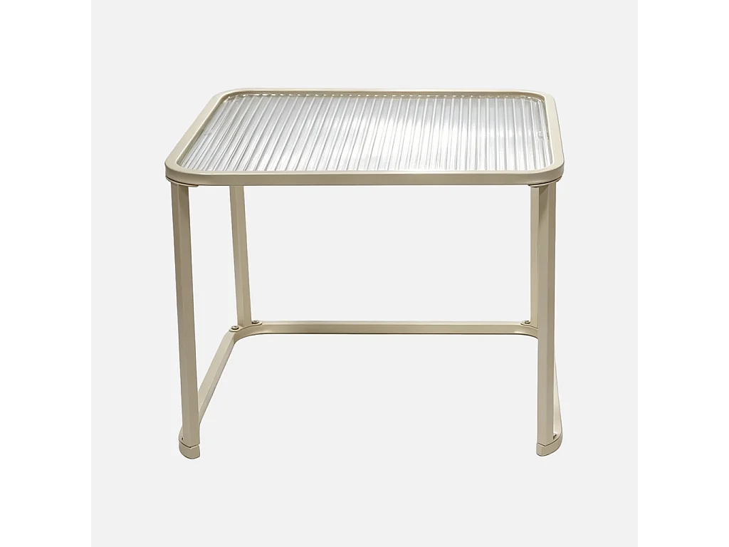 Tables gigognes métal et verre strié écru - Tano