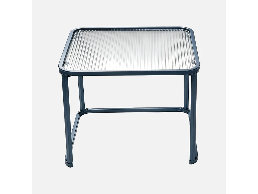 Tables gigognes métal et verre strié bleu et vert - Tano