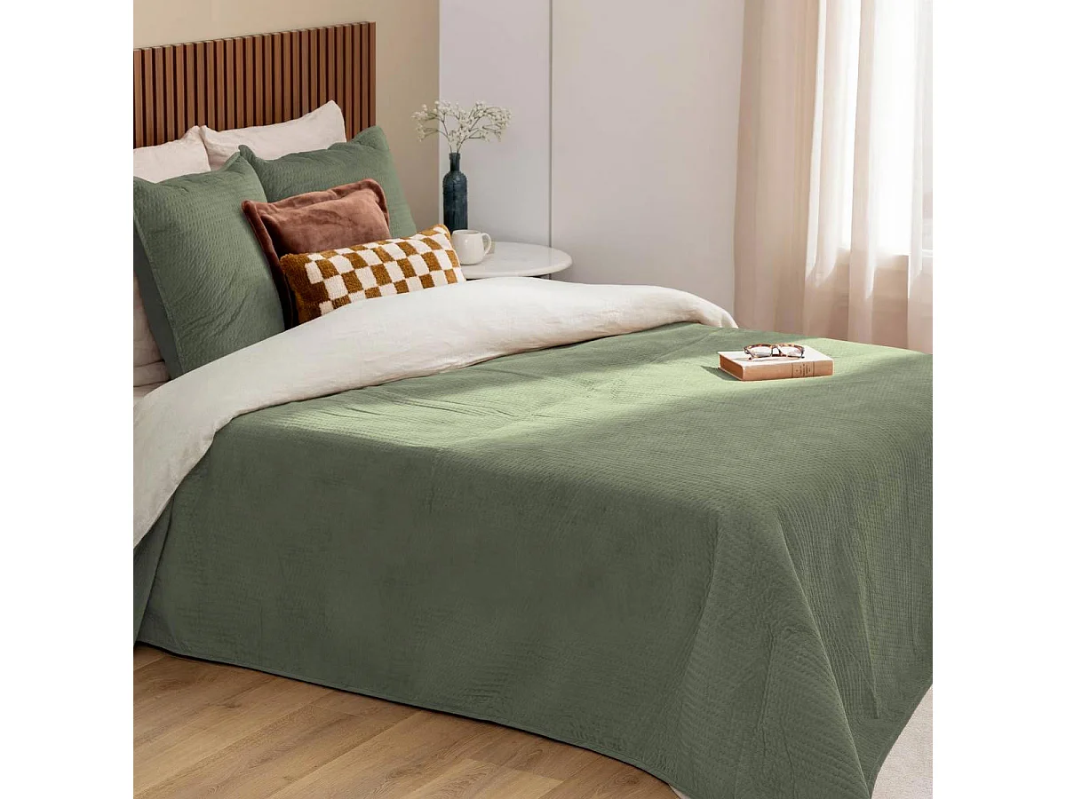 Dessus de Lit & 2 Taies "Lilou" 240x260cm Vert Céladon