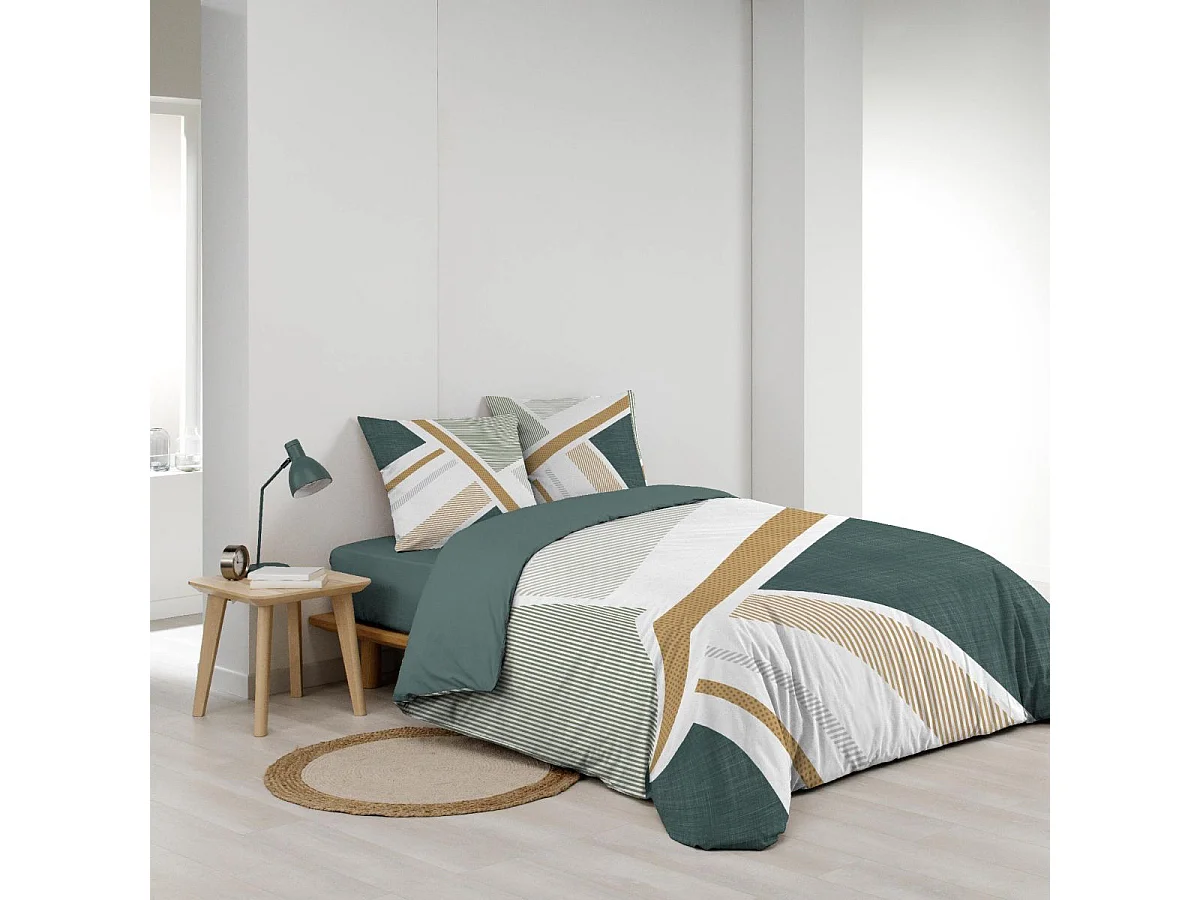 Parure de Lit 3 Pièces "Zephyr" 240x220cm Vert