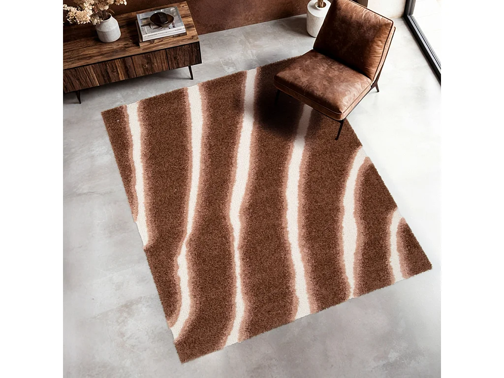 Tapis intérieur motif rayé marron 120x170cm - Nya