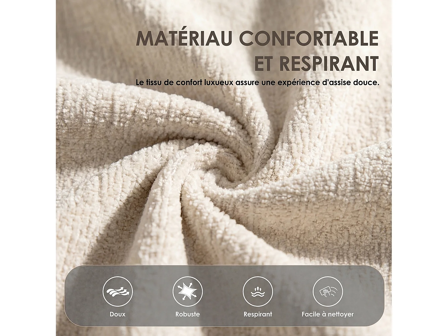 Lot de 6 chaises de salle à manger en bois massif avoine, tissu bouclé, dossier incurvé