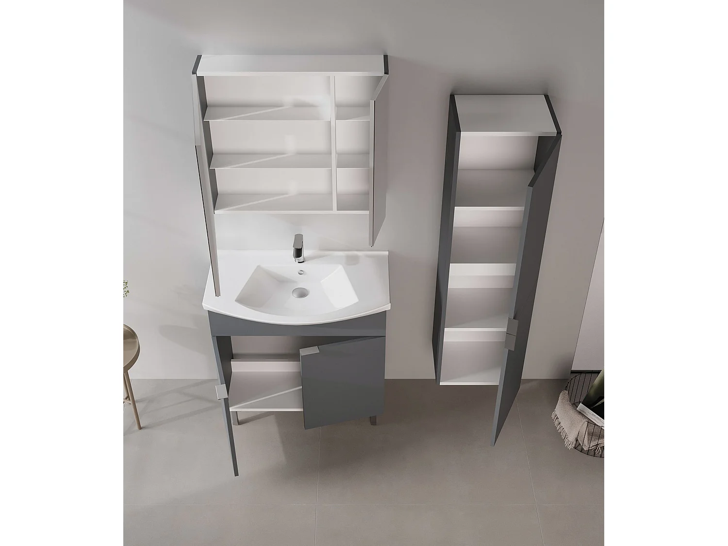 Wastafelmeubel "Purus 80" - 80 x 50 x 83 cm - Mat antraciet
