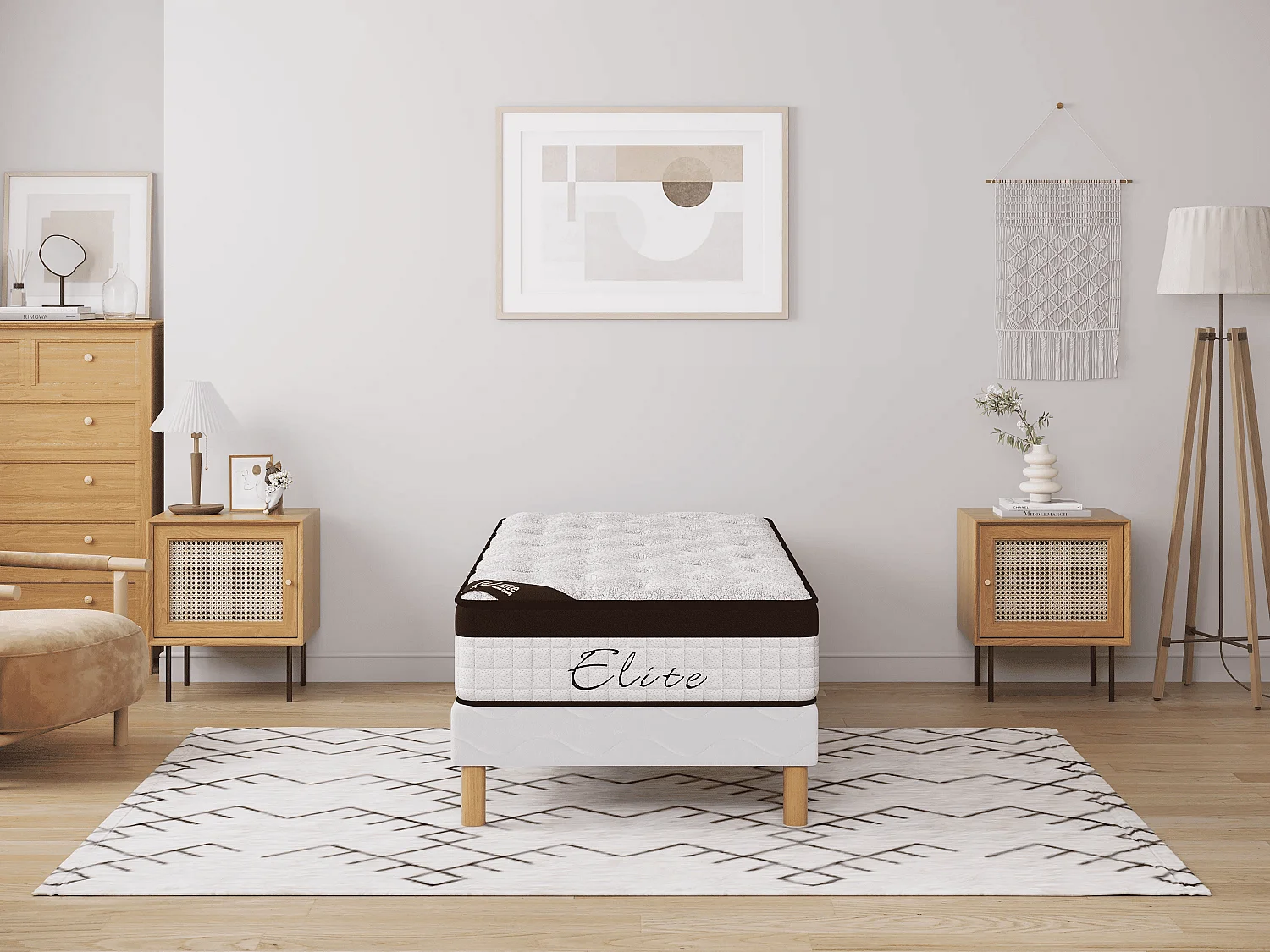 Matelas 90x190 cm Camel Hauteur 25 cm avec Eurotopper Confort Supérieur Mémoire de forme Intégrée Soutien équilibré