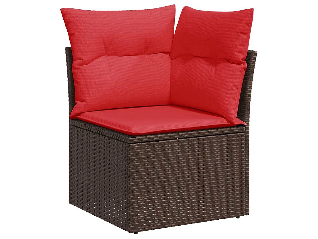 Salon de jardin avec coussins 5 pièces marron résine tressée acacia