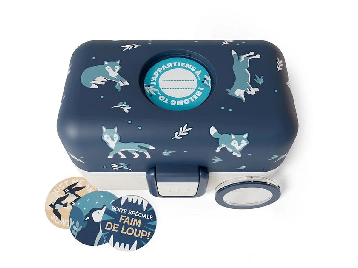 Monbento MB Tresor Lunch Box Enfant 0,8 L - 3 compartiments, motif Wolf