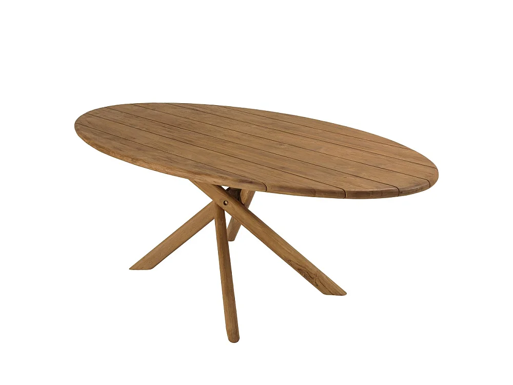 COLINE - Table à manger de jardin ovale 240x120cm en bois de teck recyclé (2 COLIS)