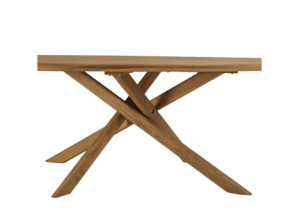 COLINE - Table à manger de jardin ovale 240x120cm en bois de teck recyclé (2 COLIS)
