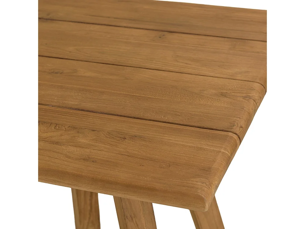 COLINE - Table à manger de jardin carrée en bois de teck recyclé 70cm (2 COLIS)