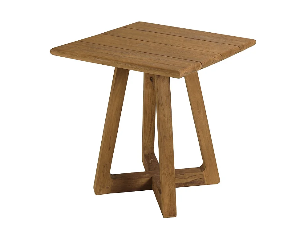 COLINE - Table à manger de jardin carrée en bois de teck recyclé 70cm (2 COLIS)