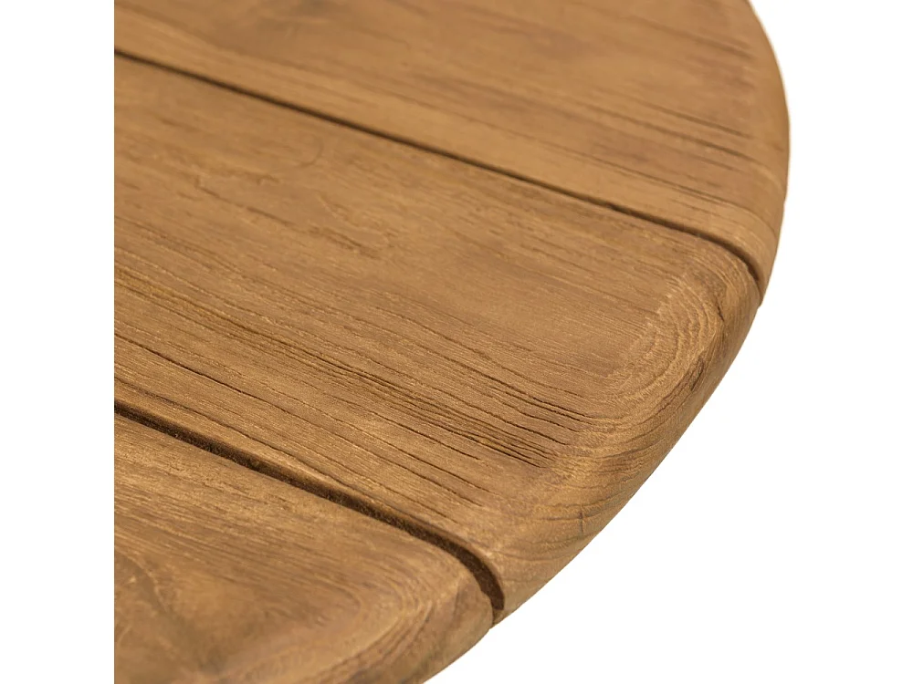 COLINE - Table à manger de jardin ronde en bois de teck recyclé D70cm (2 COLIS)