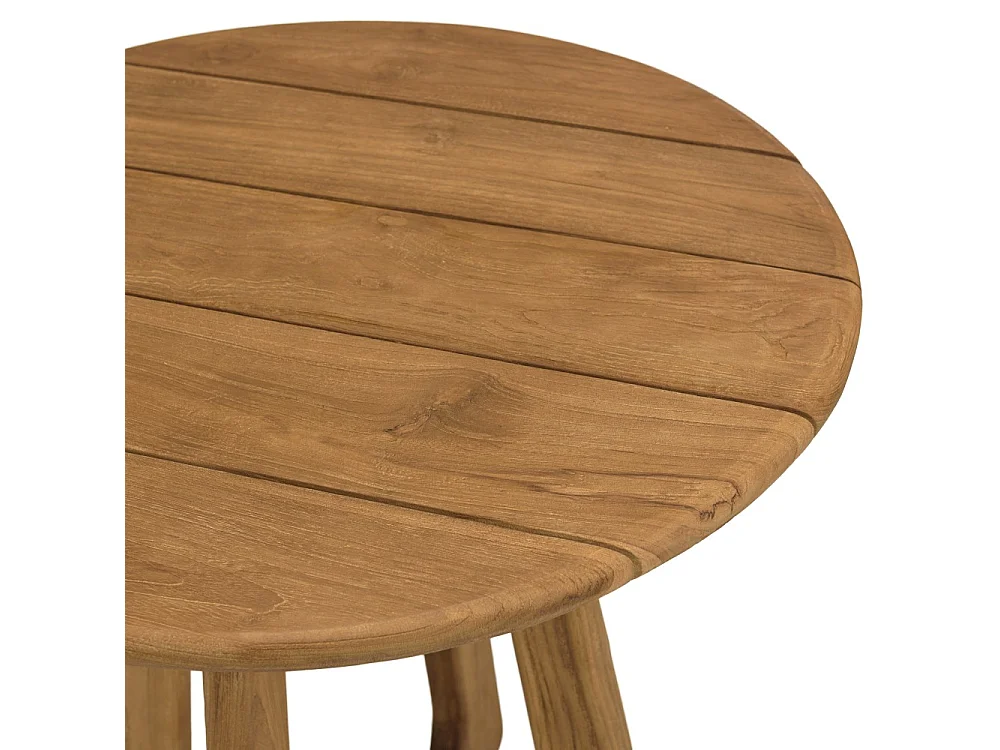 COLINE - Table à manger de jardin ronde en bois de teck recyclé D70cm (2 COLIS)